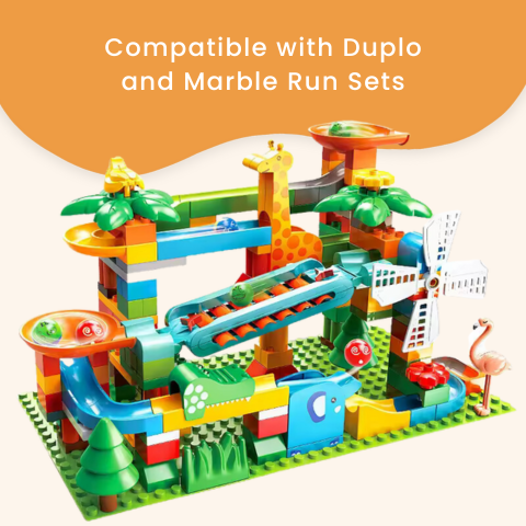 Marble Run Building Blocks Duplo-Compatible Dinosaur and Animal Add-On CompatibilityFace Rolling Balls - Duplo-Compatible Marble Run Add-On Toy & Game Set Compatibility
