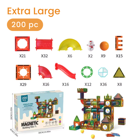 Magnetic Tiles Marble Run Set –  A Build-It-Yourself Ball Run for Kids Extra Large