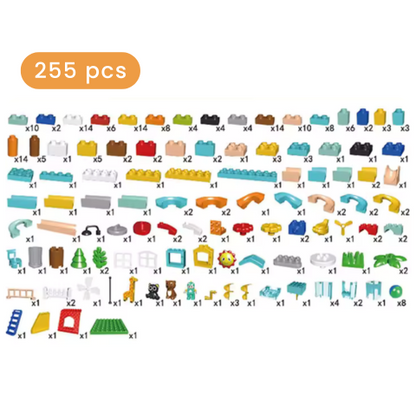 Duplo-Compatible Mechanical Marble Run Toy Set with Electric Ball Lift 255 pcs