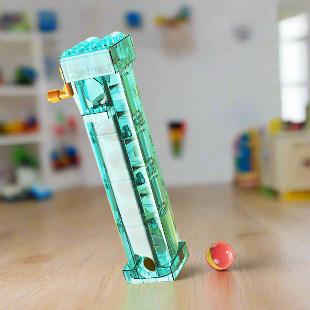 Duplo-Compatible Mechanical Marble Run Toy Set with Electric Ball Lift Ball Lift