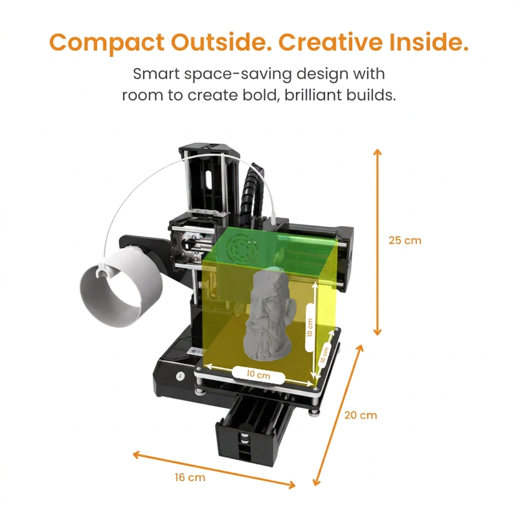 Mini 3D Printer for Kids – STEM 3D Printing Toy with Filament Included Dimensions