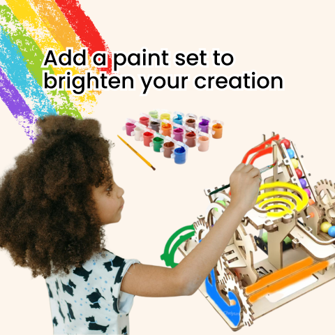 DIY Wooden Marble Run Set - Build Your Own Manual Crank Ball Run Model Paint Add-on